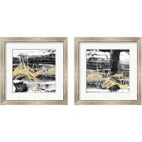 Framed 'Gold Wave 2 Piece Framed Art Print Set' border=