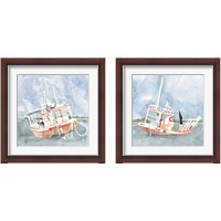 Framed 'Bright Fishing Boat 2 Piece Framed Art Print Set' border=
