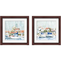 Framed 'Beach Town Summer 2 Piece Framed Art Print Set' border=