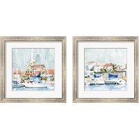 Framed 'Beach Town Summer 2 Piece Framed Art Print Set' border=