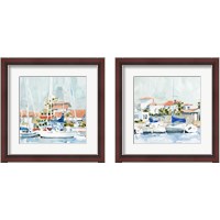 Framed 'Beach Town Summer 2 Piece Framed Art Print Set' border=