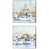 Framed 'Beach Town Summer 2 Piece Canvas Print Set' border=