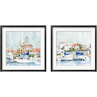 Framed 'Beach Town Summer 2 Piece Framed Art Print Set' border=