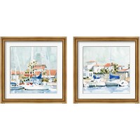 Framed 'Beach Town Summer 2 Piece Framed Art Print Set' border=