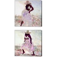 Framed 'Her Colorful Dance 2 Piece Canvas Print Set' border=