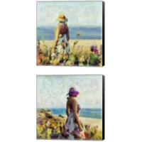 Framed 'Morning Meadow Stroll 2 Piece Canvas Print Set' border=