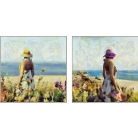 Framed 'Morning Meadow Stroll 2 Piece Art Print Set' border=