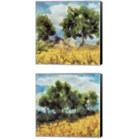 Framed 'Mellow Yellow Landscape 2 Piece Canvas Print Set' border=