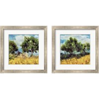 Framed 'Mellow Yellow Landscape 2 Piece Framed Art Print Set' border=