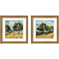 Framed 'Mellow Yellow Landscape 2 Piece Framed Art Print Set' border=