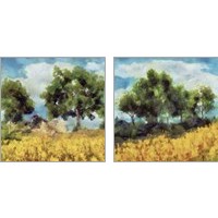 Framed 'Mellow Yellow Landscape 2 Piece Art Print Set' border=