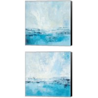 Framed 'Coastal View Aqua 2 Piece Canvas Print Set' border=