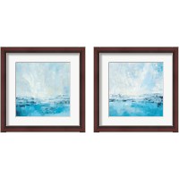 Framed 'Coastal View Aqua 2 Piece Framed Art Print Set' border=