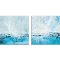 Framed 'Coastal View Aqua 2 Piece Art Print Set' border=