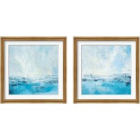 Framed 'Coastal View Aqua 2 Piece Framed Art Print Set' border=