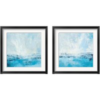 Framed 'Coastal View Aqua 2 Piece Framed Art Print Set' border=