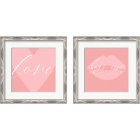 Framed 'Love & Kiss Me 2 Piece Framed Art Print Set' border=