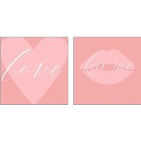 Framed 'Love & Kiss Me 2 Piece Art Print Set' border=