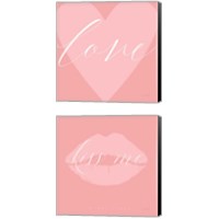 Framed 'Love & Kiss Me 2 Piece Canvas Print Set' border=