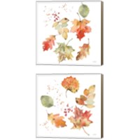 Framed 'Falling Leaves 2 Piece Canvas Print Set' border=