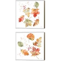 Framed 'Falling Leaves 2 Piece Canvas Print Set' border=