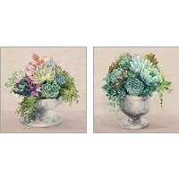Framed Festive Succulents Blush 2 Piece Art Print Set