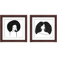 Framed 'Afro Girl 2 Piece Framed Art Print Set' border=