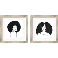 Framed 'Afro Girl 2 Piece Framed Art Print Set' border=