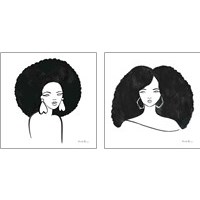 Framed 'Afro Girl 2 Piece Art Print Set' border=