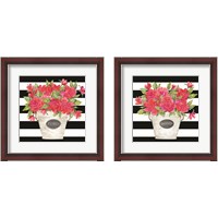 Framed 'Fuchsia Stripes 2 Piece Framed Art Print Set' border=