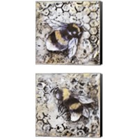 Framed 'Worker Bees 2 Piece Canvas Print Set' border=