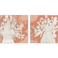 Framed Terracotta Flowers 2 Piece Art Print Set