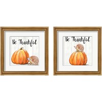 Framed 'Be Thankful Harvest Hedgehog 2 Piece Framed Art Print Set' border=