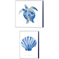 Framed 'Blue Underwater 2 Piece Canvas Print Set' border=