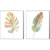 Framed Boho Tropical Leaf  2 Piece Canvas Print Set