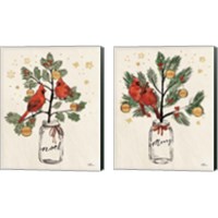 Framed 'Christmas Lovebirds 2 Piece Canvas Print Set' border=