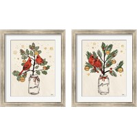 Framed 'Christmas Lovebirds 2 Piece Framed Art Print Set' border=