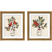 Framed 'Christmas Lovebirds 2 Piece Framed Art Print Set' border=