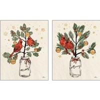 Framed 'Christmas Lovebirds 2 Piece Art Print Set' border=