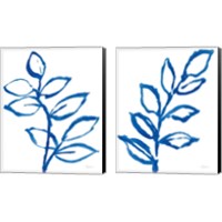 Framed Leafy Blue 2 Piece Canvas Print Set