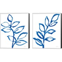 Framed 'Leafy Blue 2 Piece Canvas Print Set' border=