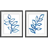Framed 'Leafy Blue 2 Piece Framed Art Print Set' border=
