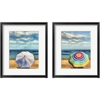 Framed 'Beach Umbrella 2 Piece Framed Art Print Set' border=