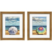 Framed 'Beach Umbrella 2 Piece Framed Art Print Set' border=