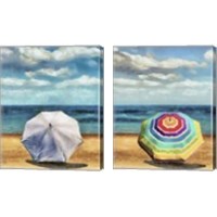 Framed 'Beach Umbrella 2 Piece Canvas Print Set' border=