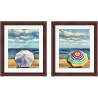Framed 'Beach Umbrella 2 Piece Framed Art Print Set' border=