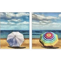 Framed 'Beach Umbrella 2 Piece Art Print Set' border=
