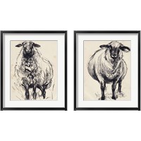 Framed 'Charcoal Sheep 2 Piece Framed Art Print Set' border=