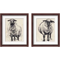 Framed 'Charcoal Sheep 2 Piece Framed Art Print Set' border=