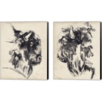 Framed 'Bison Head Gesture 2 Piece Canvas Print Set' border=